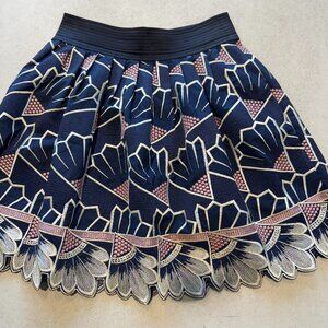 Lauren Moffatt Embroidered Fit & Flare Skirt | Anthropologie | Size 2